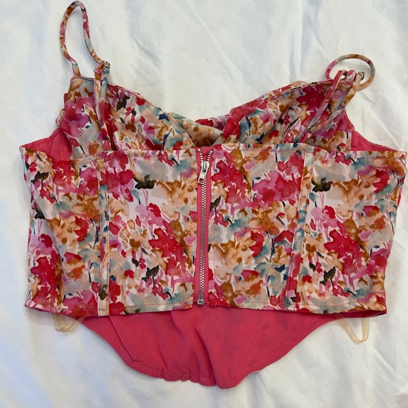 More to Come Floral Pink Bustier Top - Picture 3 of 4